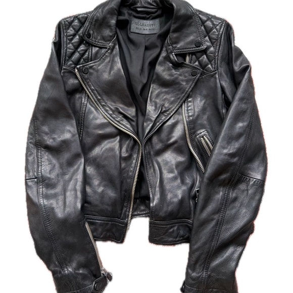 All Saints Conroy Leather Moto Jacket - Picture 3 of 6